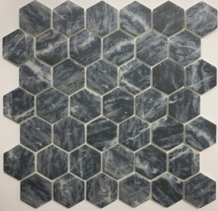 Glass RG 2″ Hexagon Bardiglio Matte