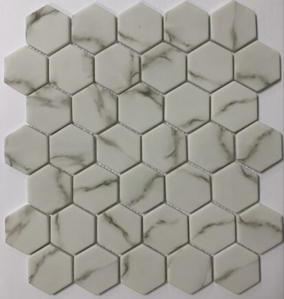Glass RG 2″ Hexagon Calacatta Matte