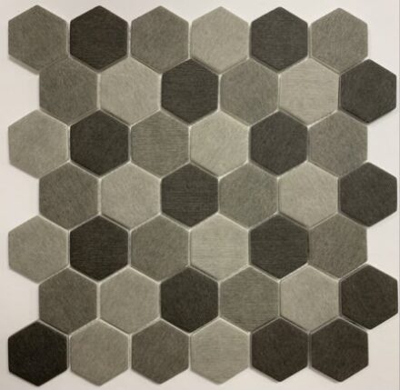 Glass RG 2″ Hexagon Grey Mix Matte