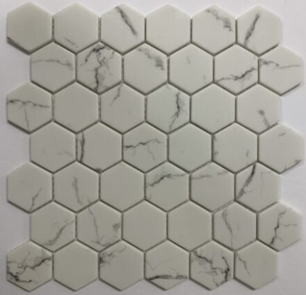 Glass RG 2″ Hexagon Statuario Matte