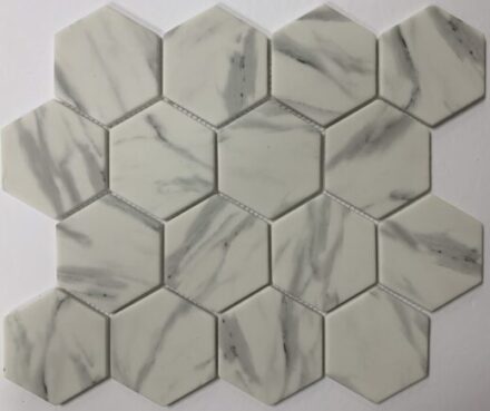 Glass RG 3″ Hexagon Carrara Matte