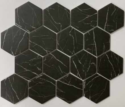 Glass RG 3″ Hexagon Nero Marquina Matte