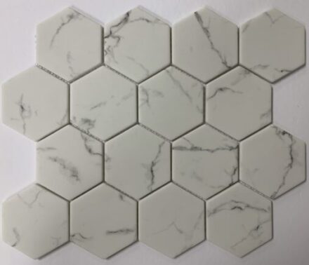 Glass RG 3″ Hexagon Statuario Matte