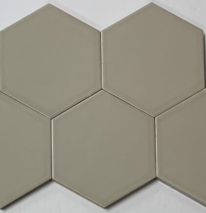 Ceramic EC 4″ Hexagon Greige Glossy
