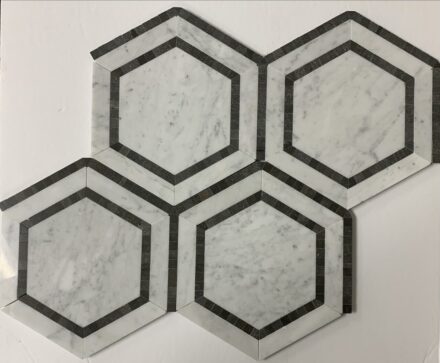 Marble Combined Hexagon Carrara/Black (Bluestone) Polished
