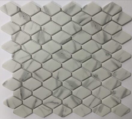 Glass RG Long Hexagon Carrara Matte