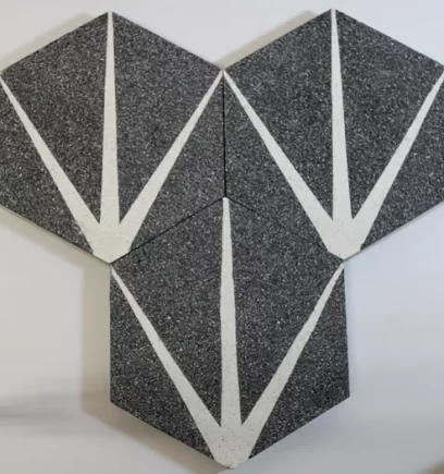 Cement ER 8″ Hexagon Aurora Black/White Terrazzo