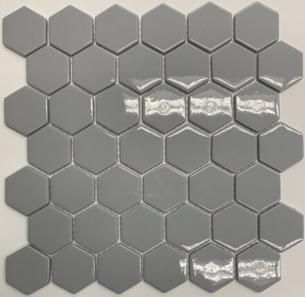 Glass RG 2″ Hexagon Grey Glossy