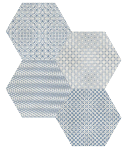 Porcelain AN Tapestri 8.5″ Hexagon Denim Blend